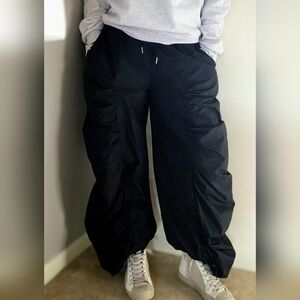Stylewe Parachute Pants Black  Drawstring Leg Waist Pockets S Medium Baggy Box1